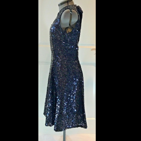 kate spade navy sequin fit and flare dress size 14 nwt - Picture 4 of 8
